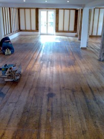 Oak floor before sanding